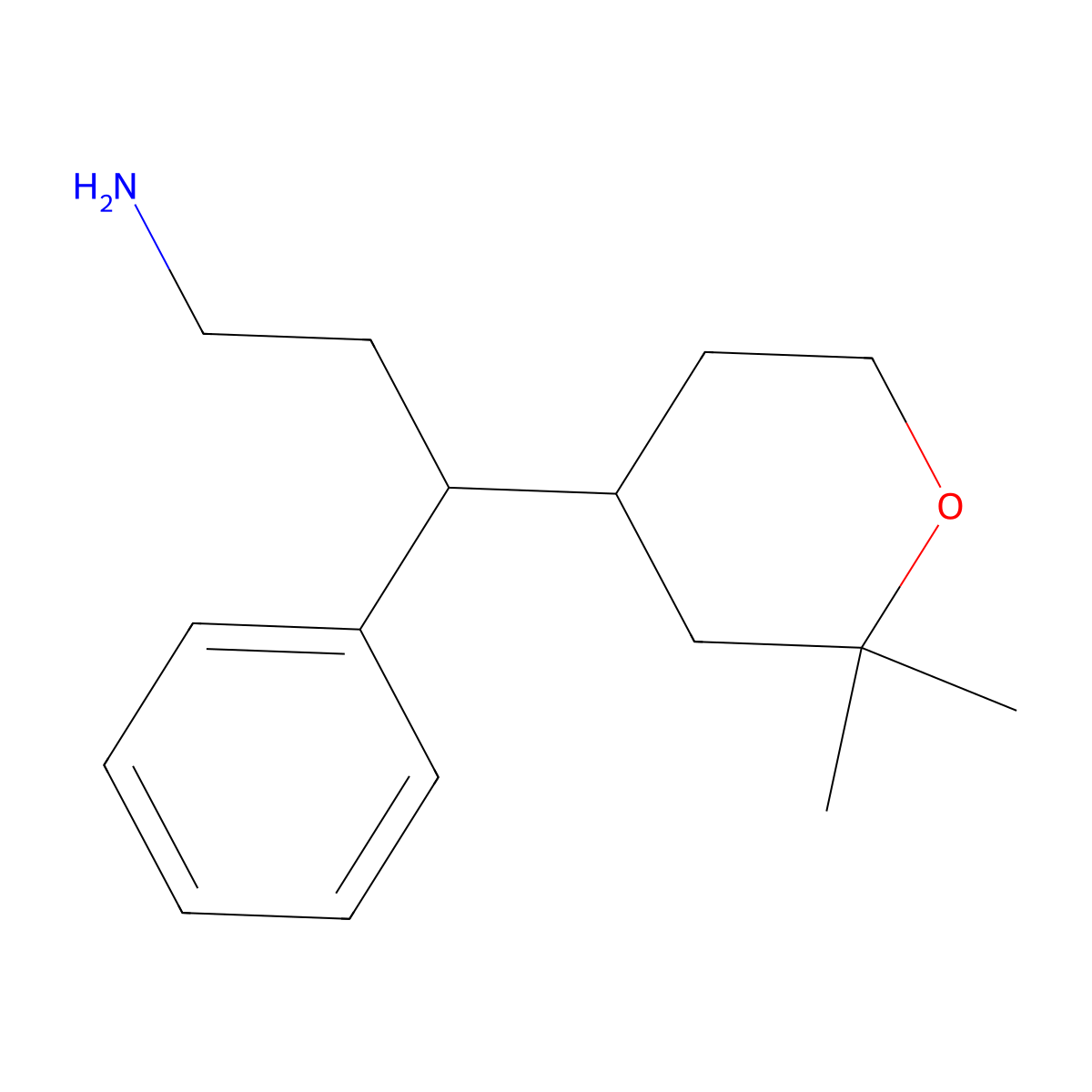 3-(2,2-Dimethyl-tetrahydro-pyran-4-yl)-3-phenyl-propylamine molecular structure, CAS 337311-00-9