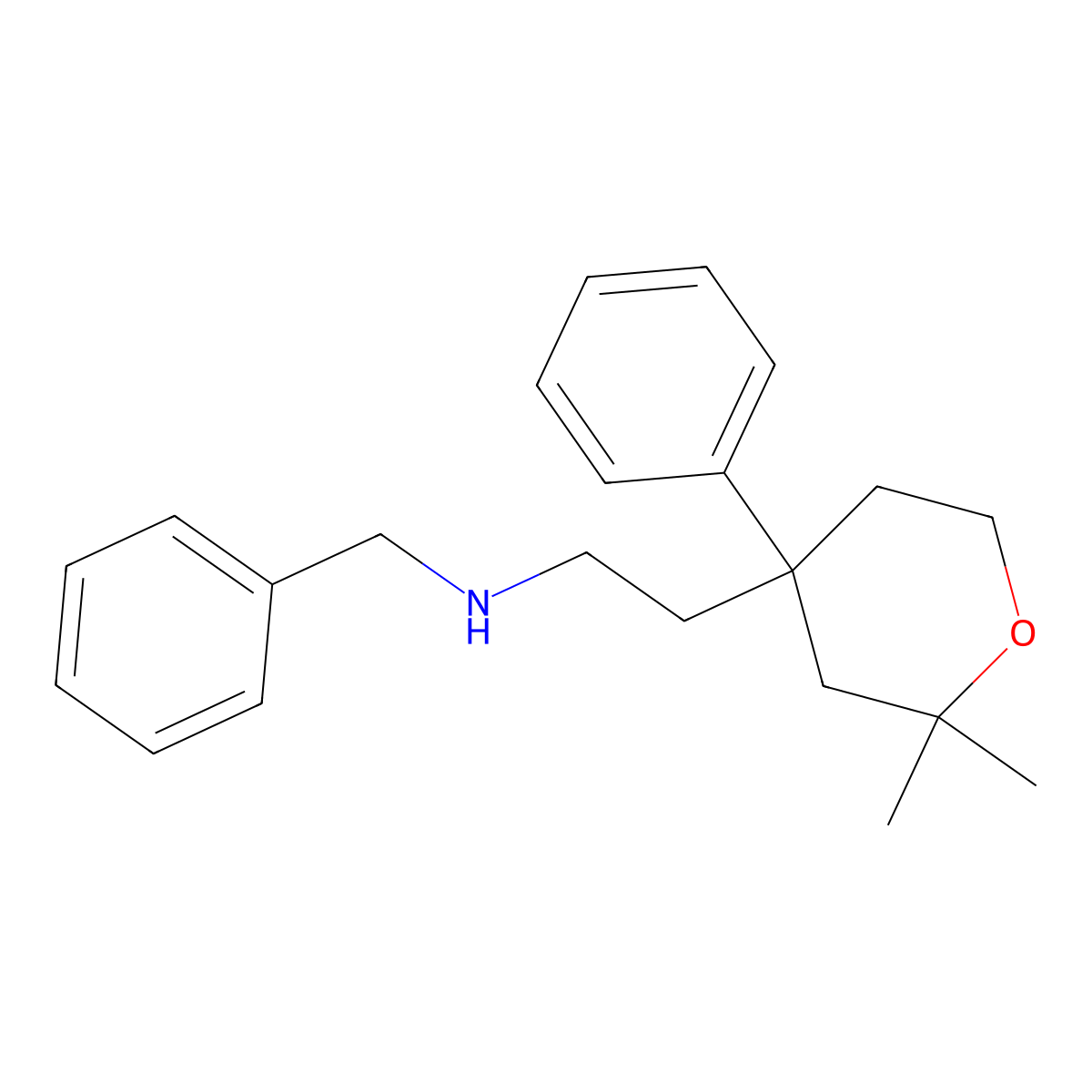Tetrahydro-2,2-dimethyl-4-phenyl-N-(phenylmethyl)-2H-pyran-4-ethanamine molecular structure, CAS 337311-01-0