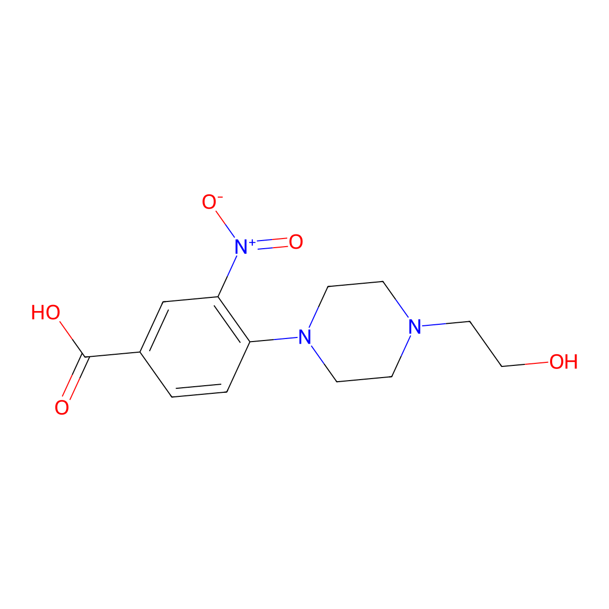 4-[4-(2-Hydroxyethyl)-1-piperazinyl]-3-nitrobenzoic acid molecular structure, CAS 337312-07-9