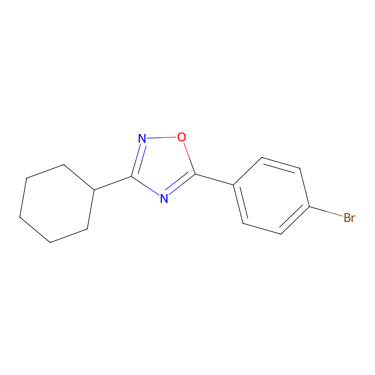 5-(4-Bromophenyl)-3-cyclohexyl-1,2,4-oxadiazole molecular structure, CAS 337336-41-1
