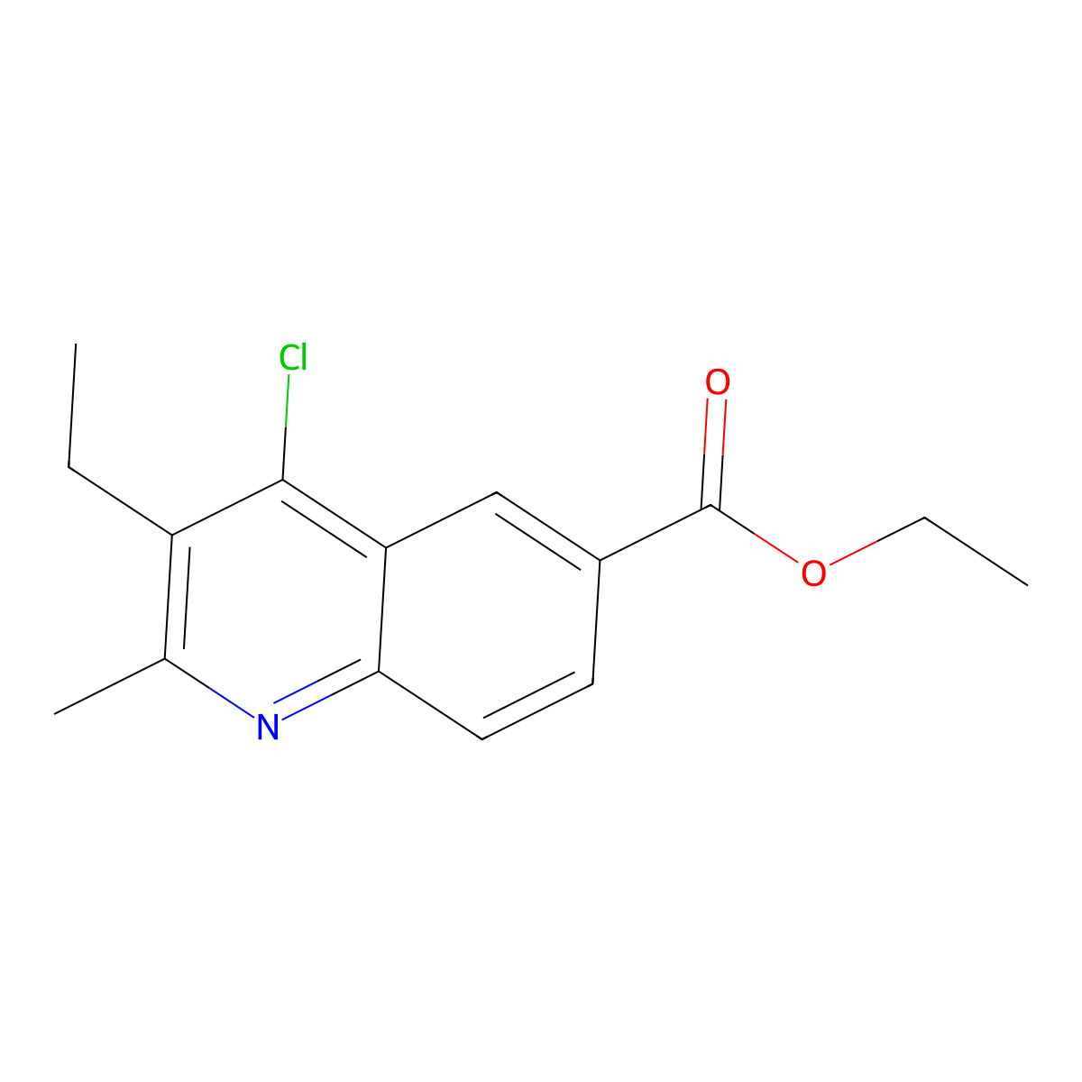 Ethyl 4-chloro-3-ethyl-2-methylquinoline-6-carboxylate molecular structure, CAS 337337-26-5