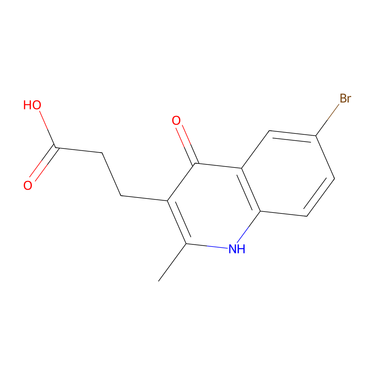6-Bromo-4-hydroxy-2-methyl-3-quinolinepropanoic acid molecular structure, CAS 337337-54-9