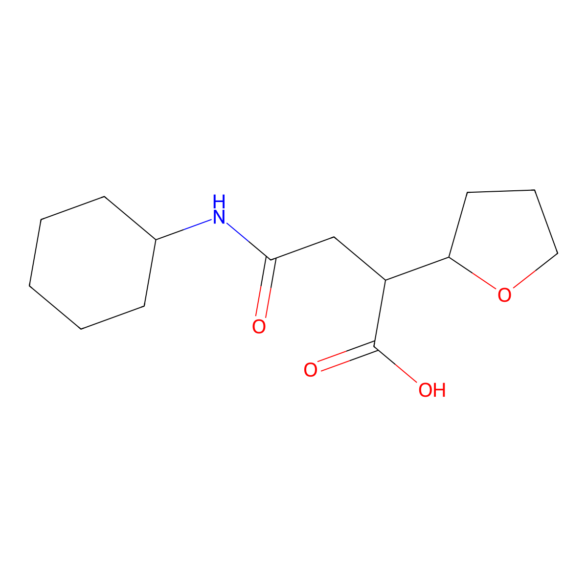 N-Cyclohexyl-2-(tetrahydro-furan-2-yl)-succinamic acid molecular structure, CAS 337337-77-6