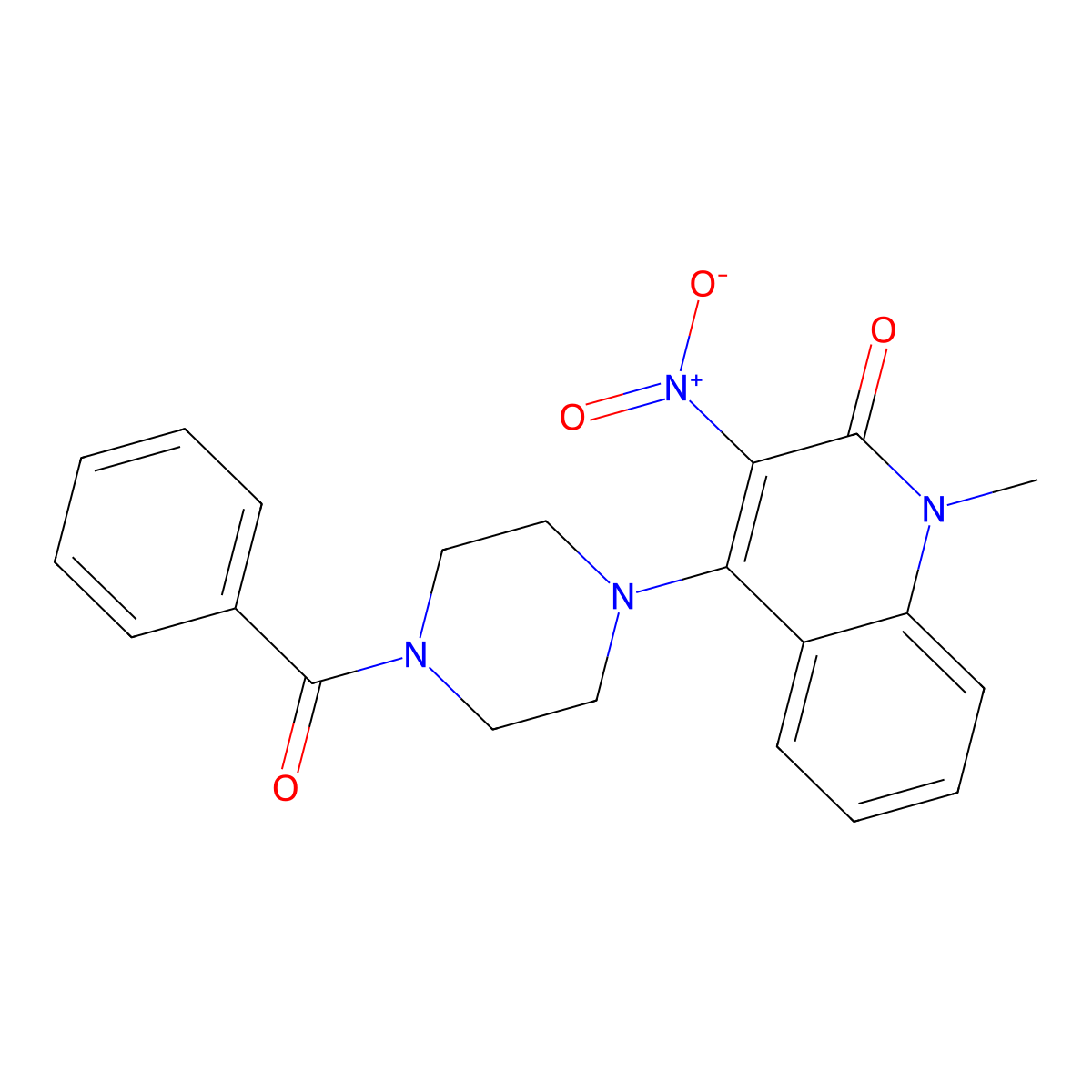 4-(4-Benzoylpiperazin-1-yl)-1-methyl-3-nitroquinolin-2-one molecular structure, CAS 337338-05-3