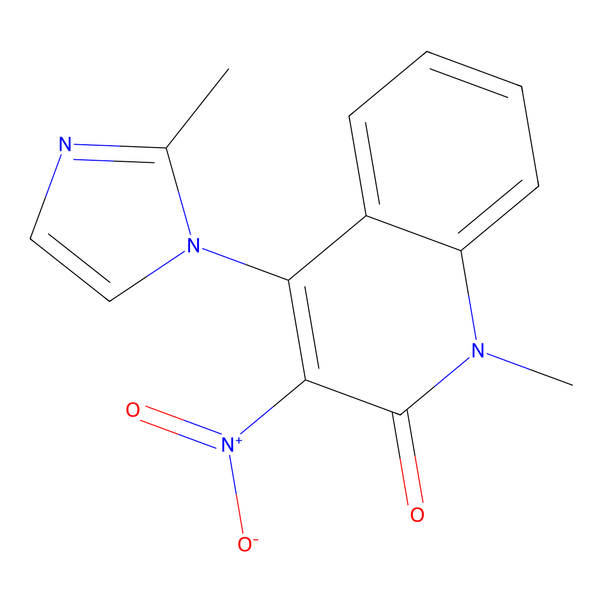1-Methyl-4-(2-methylimidazol-1-yl)-3-nitroquinolin-2-one molecular structure, CAS 337338-41-7