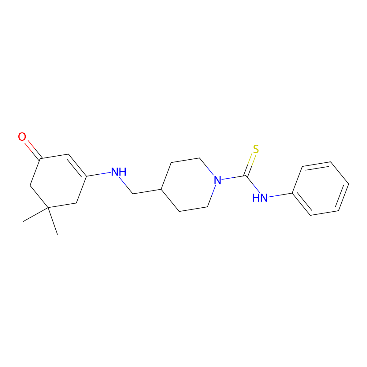4-[[(5,5-dimethyl-3-oxocyclohexen-1-yl)amino]methyl]-N-phenylpiperidine-1-carbothioamide molecular structure, CAS 337341-34-1