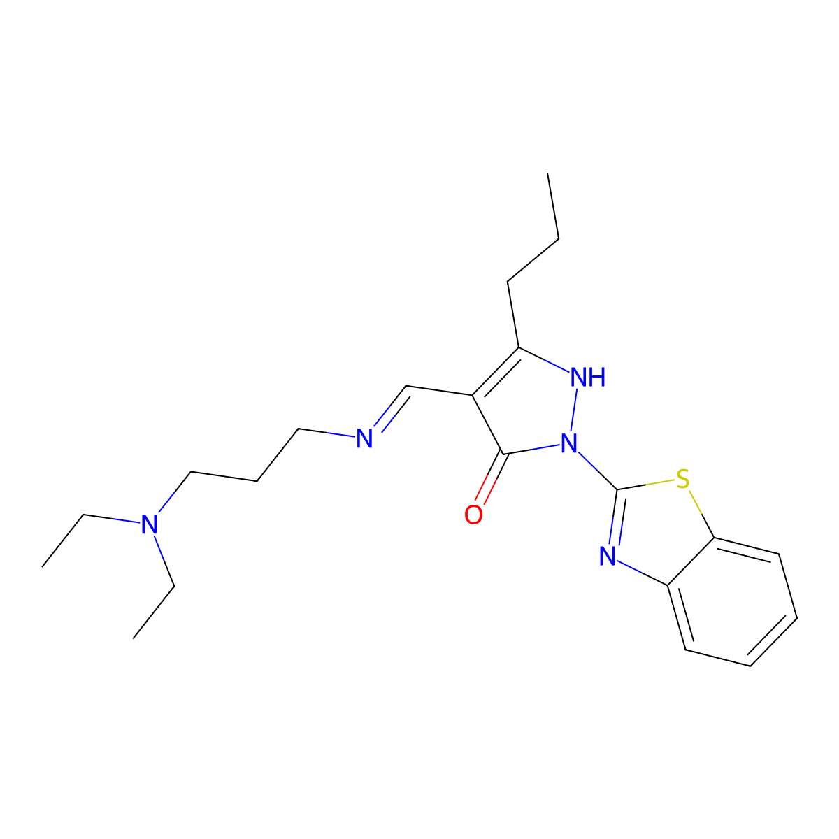 (4E)-2-(1,3-benzothiazol-2-yl)-4-[[3-(diethylamino)propylamino]methylidene]-5-propylpyrazol-3-one molecular structure, CAS 337341-52-3