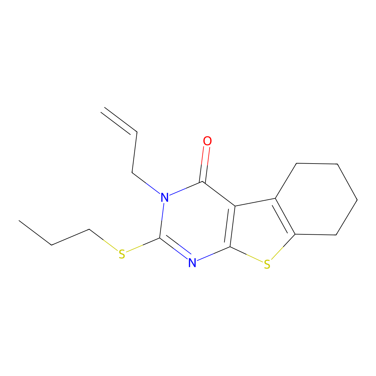 3-allyl-2-(propylsulfanyl)-5,6,7,8-tetrahydro[1]benzothieno[2,3-d]pyrimidin-4(3H)-one molecular structure, CAS 337349-02-7