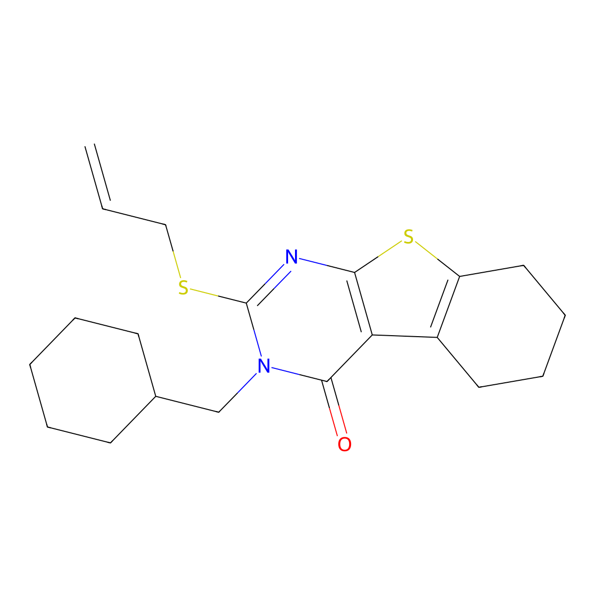 2-(allylsulfanyl)-3-(cyclohexylmethyl)-5,6,7,8-tetrahydro[1]benzothieno[2,3-d]pyrimidin-4(3H)-one molecular structure, CAS 337349-58-3