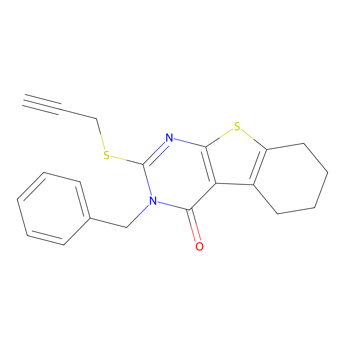 3-Benzyl-2-prop-2-ynylsulfanyl-5,6,7,8-tetrahydro-[1]benzothiolo[2,3-d]pyrimidin-4-one molecular structure, CAS 337349-70-9