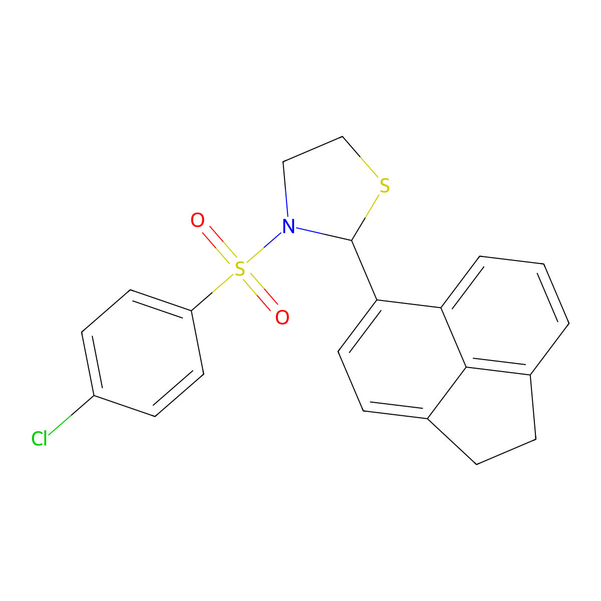 3-((4-Chlorophenyl)sulfonyl)-2-(1,2-dihydroacenaphthylen-5-yl)thiazolidine molecular structure, CAS 337353-19-2
