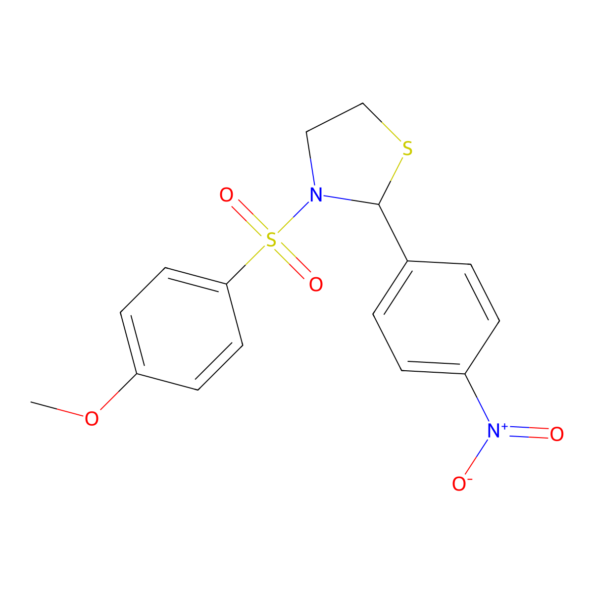 3-(4-Methoxy-benzenesulfonyl)-2-(4-nitro-phenyl)-thiazolidine molecular structure, CAS 337353-33-0
