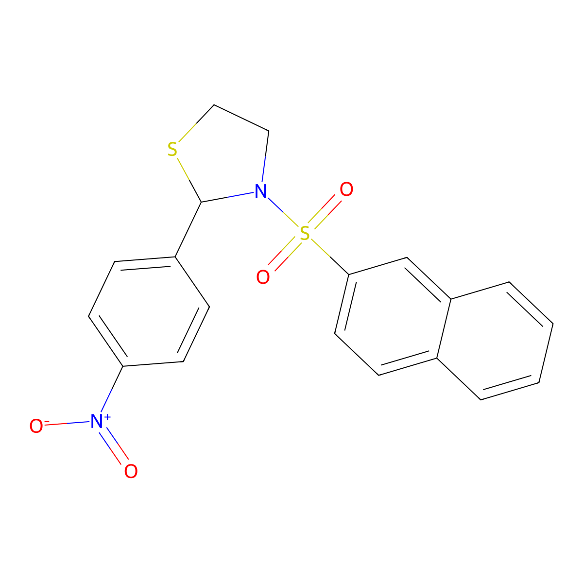 3-Naphthalen-2-ylsulfonyl-2-(4-nitrophenyl)-1,3-thiazolidine molecular structure, CAS 337353-35-2