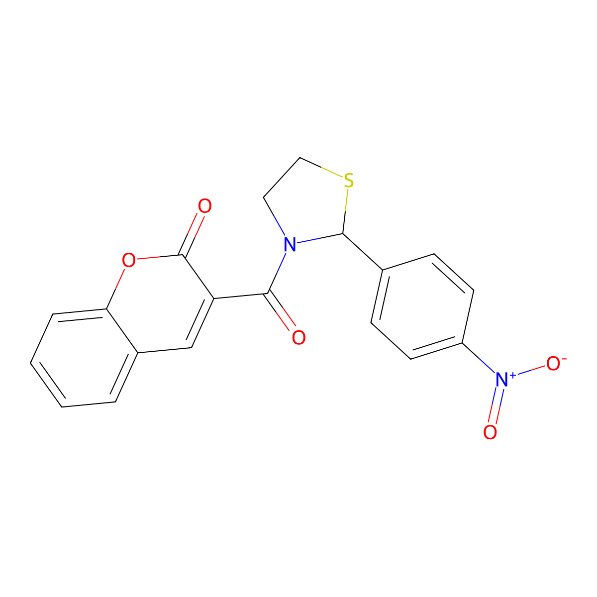 3-(2-(4-nitrophenyl)thiazolidine-3-carbonyl)-2H-chromen-2-one molecular structure, CAS 337353-37-4