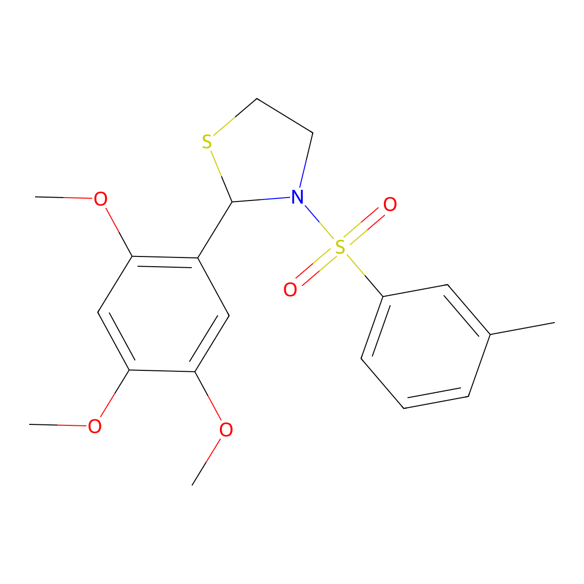 3-(m-Tolylsulfonyl)-2-(2,4,5-trimethoxyphenyl)thiazolidine molecular structure, CAS 337353-41-0