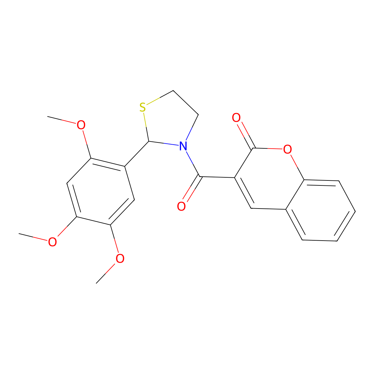 3-[2-(2,4,5-Trimethoxy-phenyl)-thiazolidine-3-carbonyl]-chromen-2-one molecular structure, CAS 337353-49-8