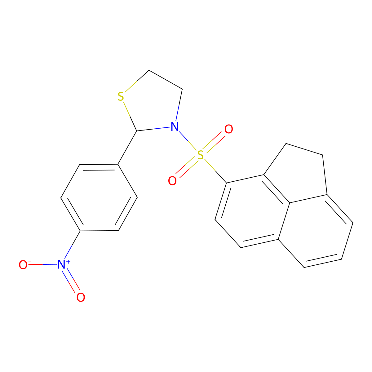 3-(1,2-Dihydroacenaphthylen-3-ylsulfonyl)-2-(4-nitrophenyl)-1,3-thiazolidine molecular structure, CAS 337353-53-4