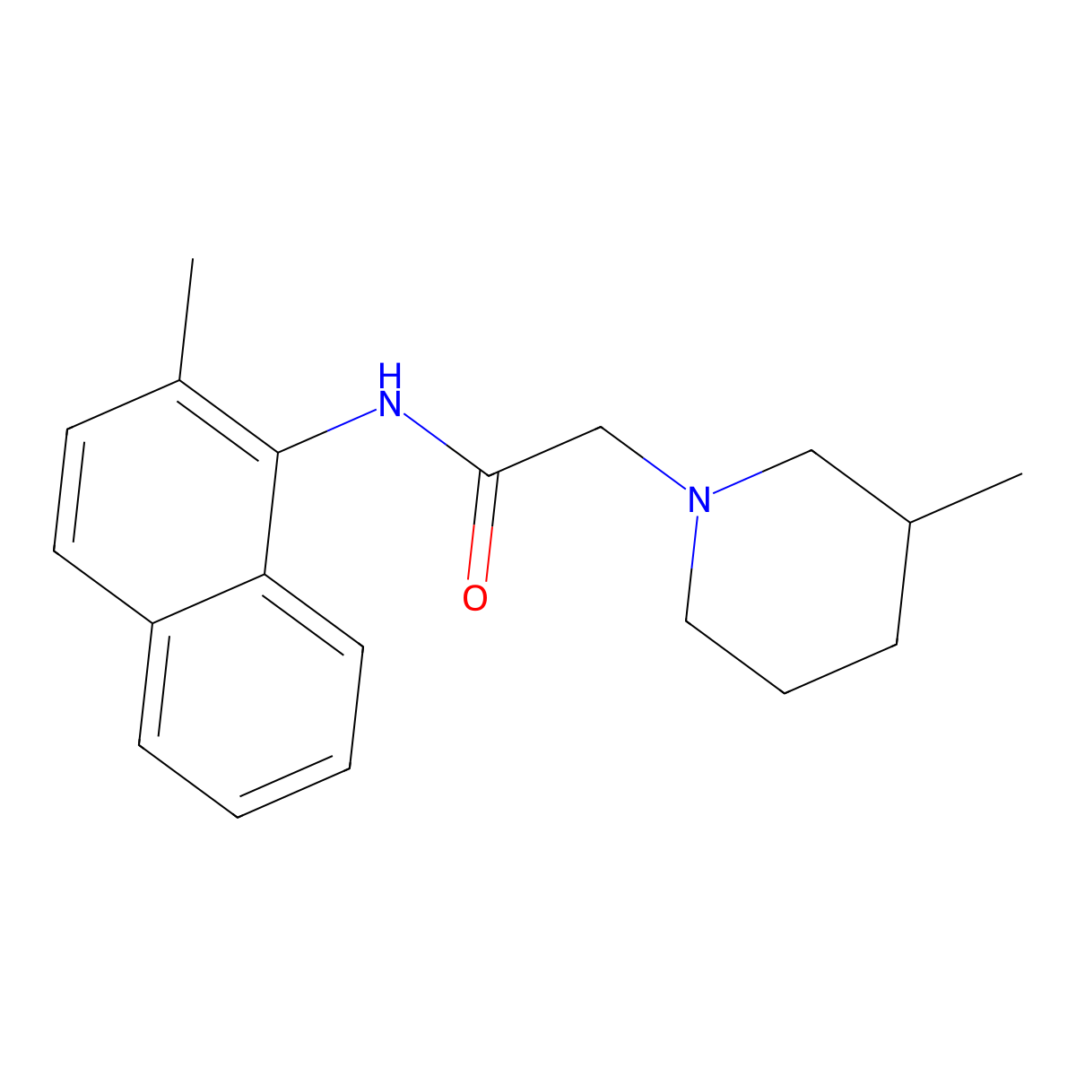 N-(2-methylnaphthalen-1-yl)-2-(3-methylpiperidin-1-yl)acetamide molecular structure, CAS 337354-24-2