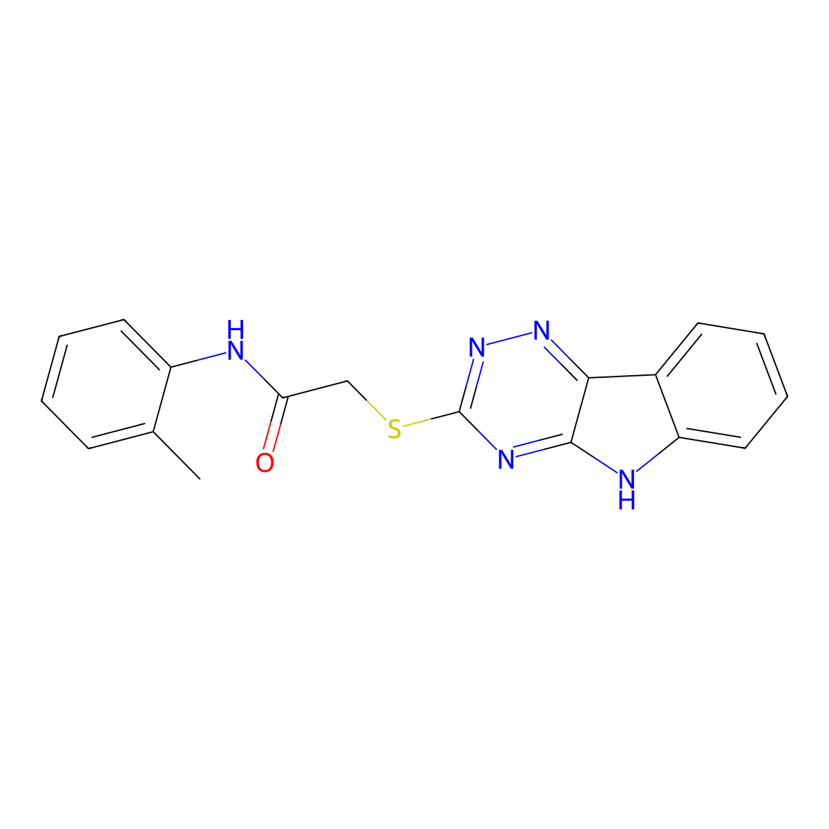 2-((5H-[1,2,4]Triazino[5,6-b]indol-3-yl)thio)-N-(o-tolyl)acetamide molecular structure, CAS 337354-78-6