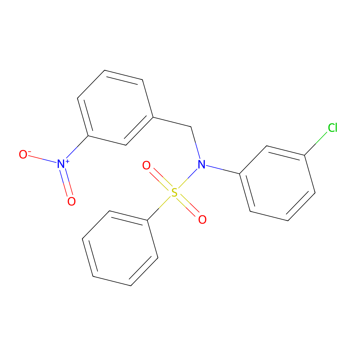 N-(3-Chlorophenyl)-N-(3-nitrobenzyl)benzenesulfonamide molecular structure, CAS 337354-89-9