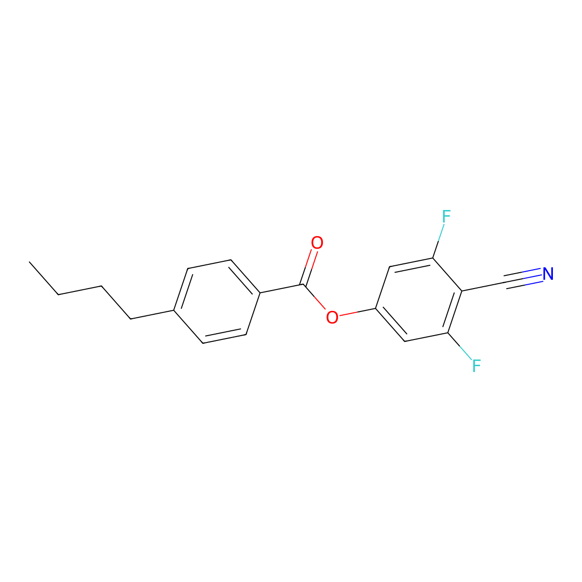 4-Cyano-3,5-difluorophenyl 4-butylbenzoate molecular structure, CAS 337367-02-9