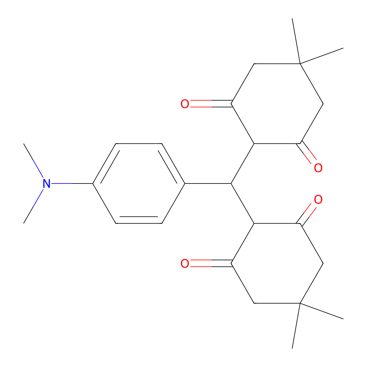 2-[[4-(Dimethylamino)phenyl](4,4-dimethyl-2,6-dioxocyclohexyl)methyl]-5,5-dimethyl-1,3-cyclohexanedione molecular structure, CAS 33742-94-8