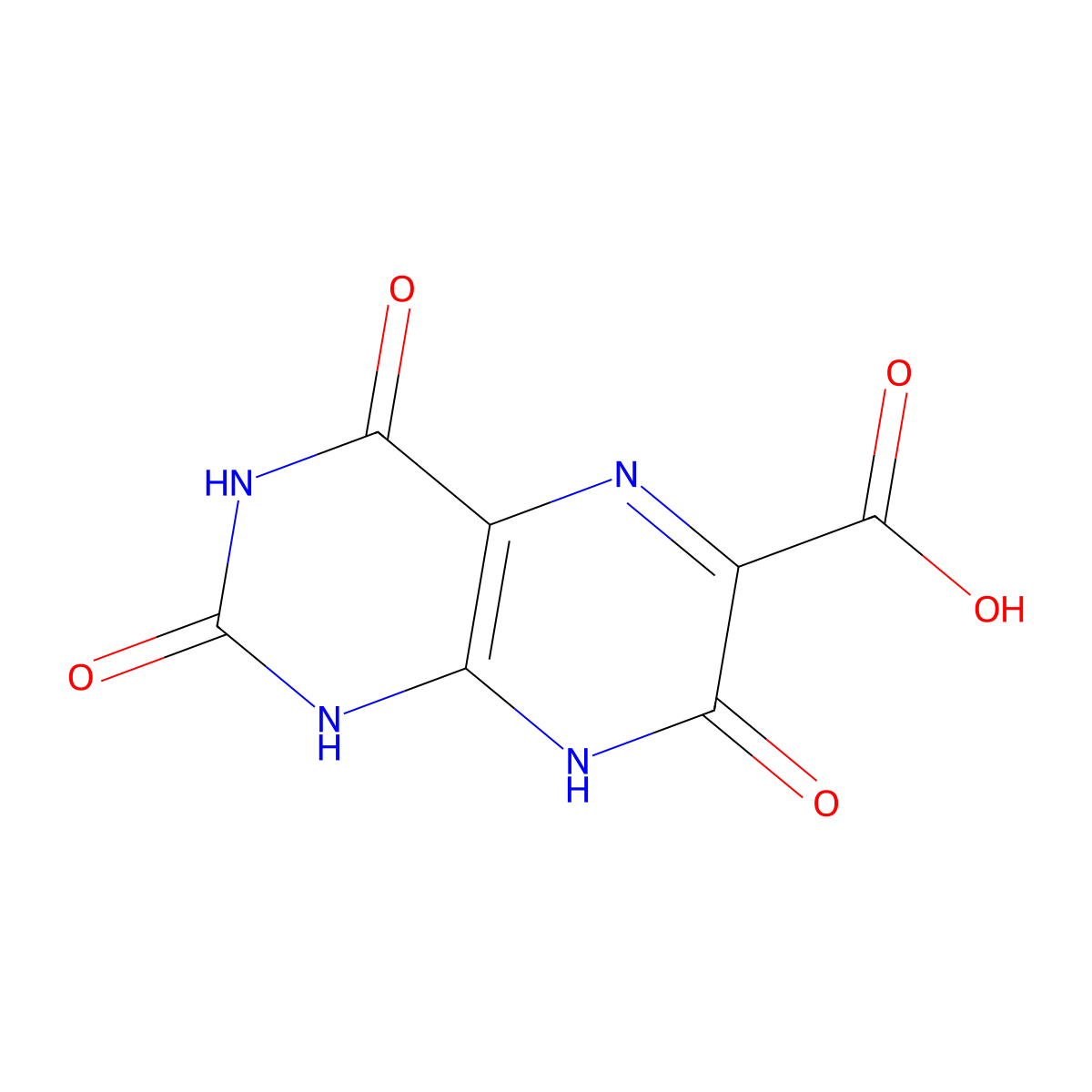 1,2,3,4,7,8-Hexahydro-2,4,7-trioxo-6-pteridinecarboxylic acid molecular structure, CAS 33744-31-9