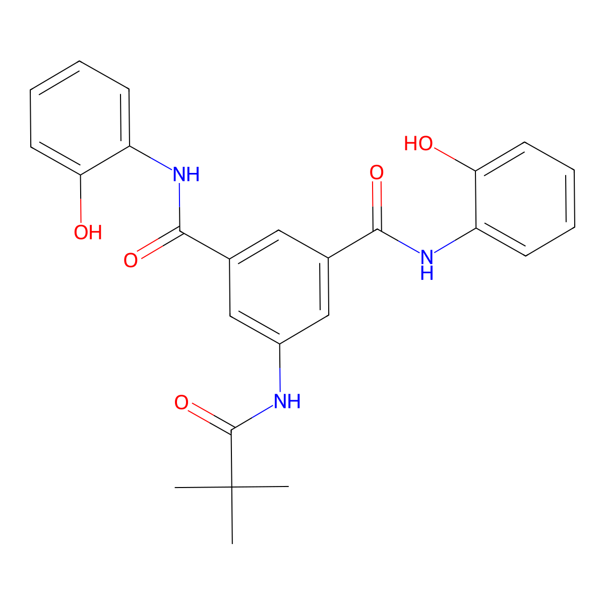 5-(2,2-dimethylpropanoylamino)-1-N,3-N-bis(2-hydroxyphenyl)benzene-1,3-dicarboxamide molecular structure, CAS 337467-55-7
