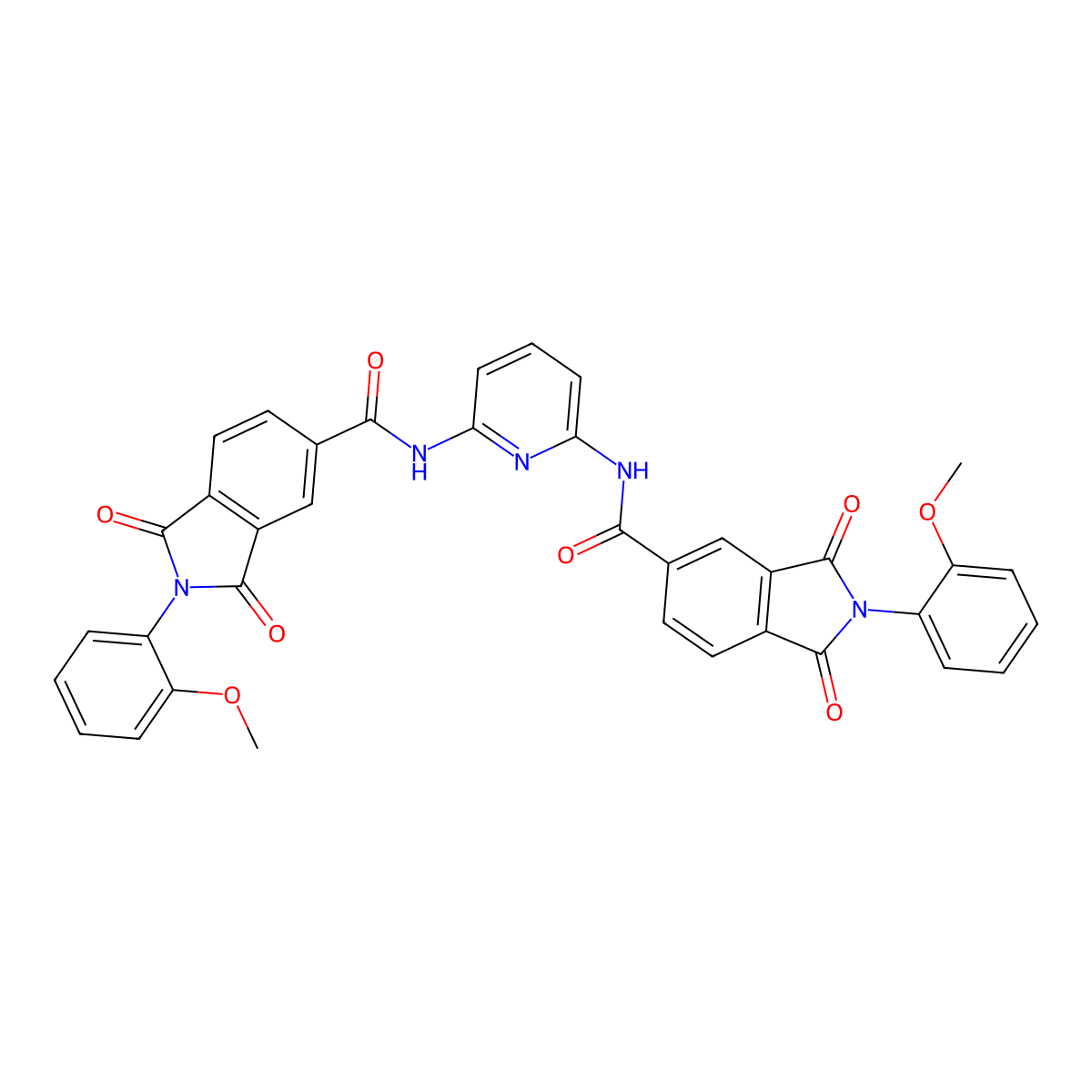 2-(2-methoxyphenyl)-N-[6-[[2-(2-methoxyphenyl)-1,3-dioxoisoindole-5-carbonyl]amino]pyridin-2-yl]-1,3-dioxoisoindole-5-carboxamide molecular structure, CAS 337467-58-0