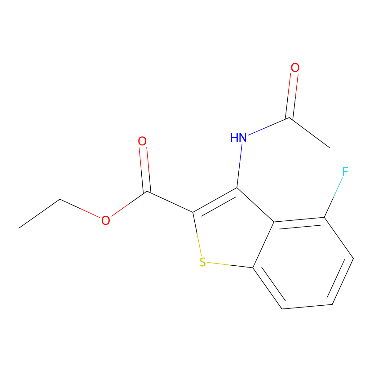 Ethyl 3-(acetylamino)-4-fluoro-1-benzothiophene-2-carboxylate molecular structure, CAS 337469-69-9