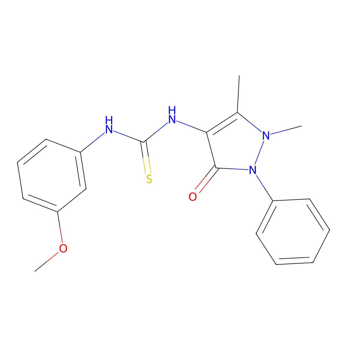 1-(1,5-dimethyl-3-oxo-2-phenyl-2,3-dihydro-1H-pyrazol-4-yl)-3-(3-methoxyphenyl)thiourea molecular structure, CAS 337470-05-0