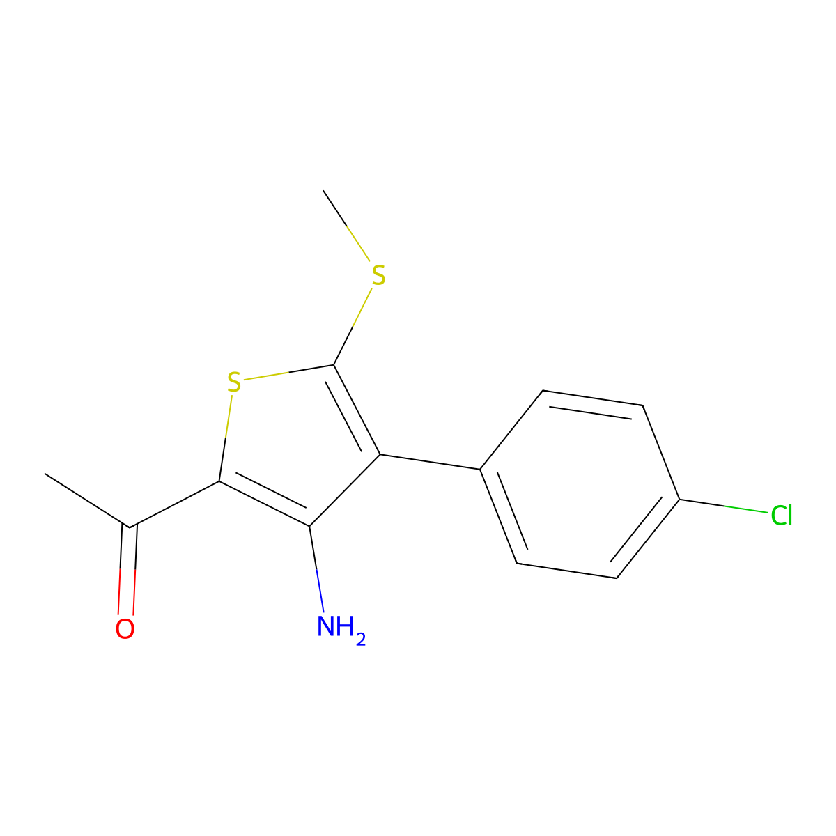 1-[3-Amino-4-(4-chlorophenyl)-5-(methylsulfanyl)-2-thienyl]ethanone molecular structure, CAS 337470-53-8