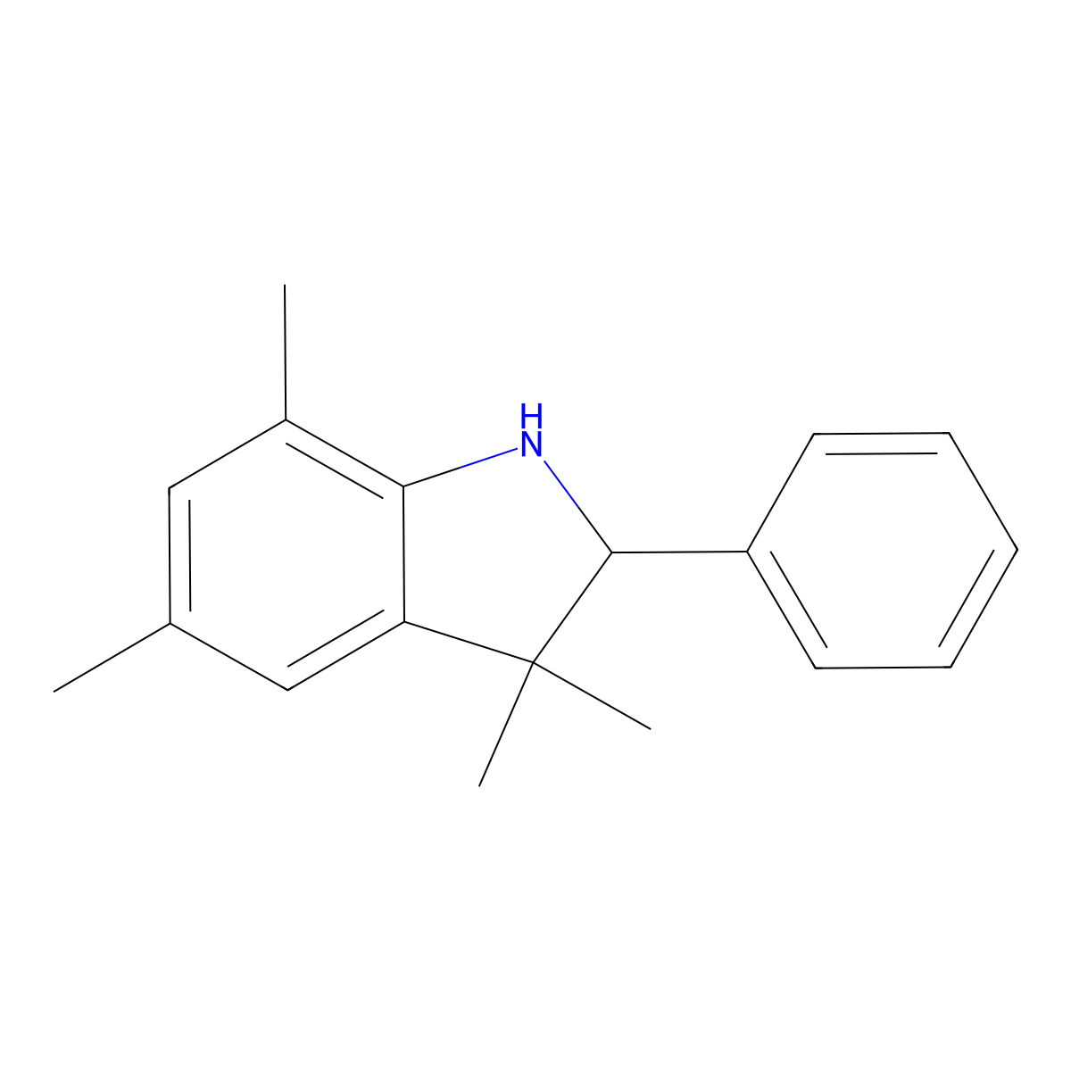 3,3,5,7-Tetramethyl-2-phenylindoline molecular structure, CAS 337471-19-9