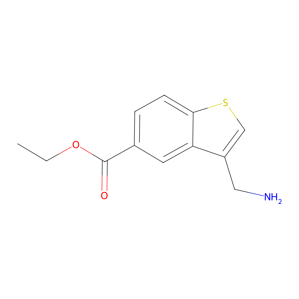 Ethyl 3-(aminomethyl)-1-benzothiophene-5-carboxylate molecular structure, CAS 337471-58-6