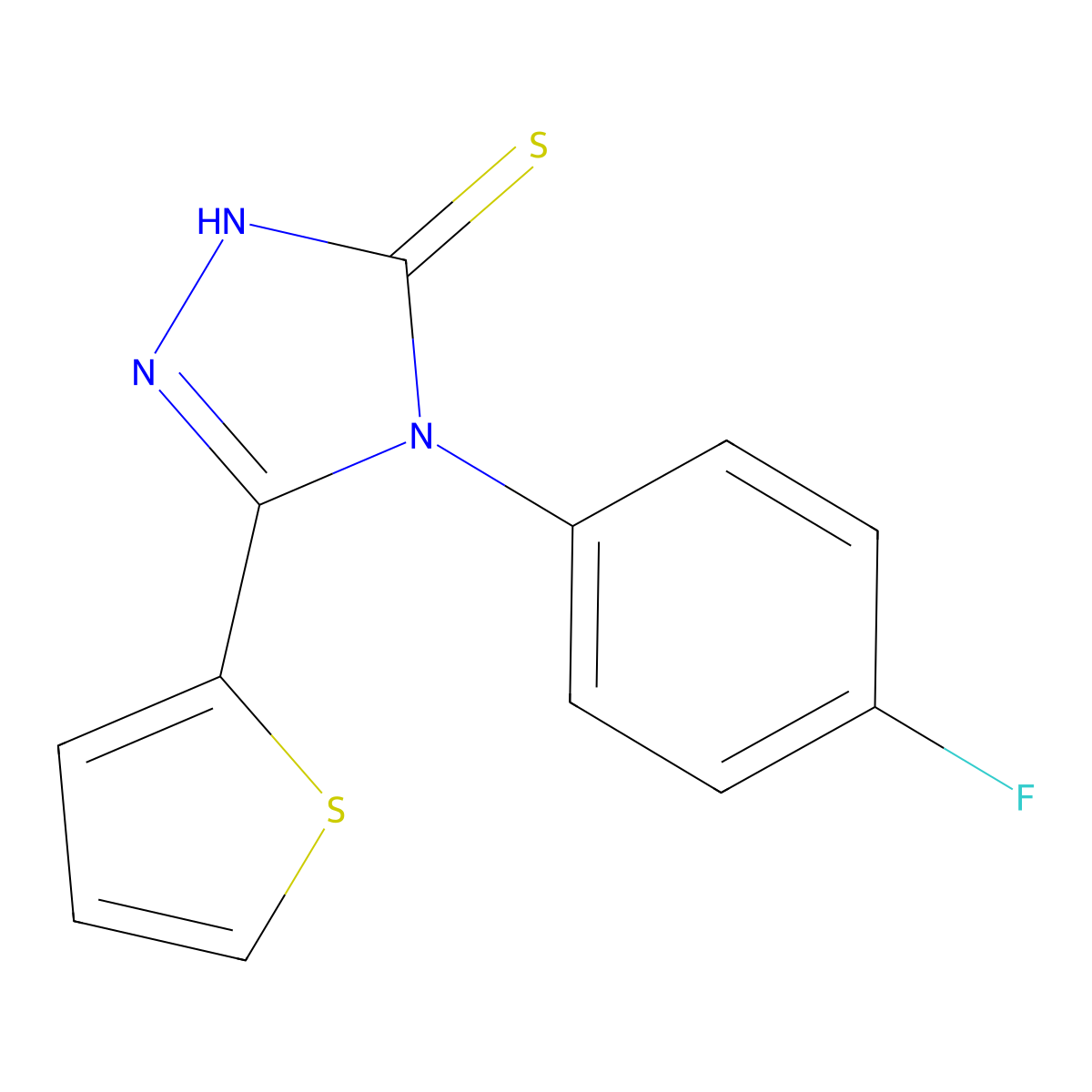 4-(4-fluorophenyl)-3-thiophen-2-yl-1H-1,2,4-triazole-5-thione molecular structure, CAS 337472-33-0