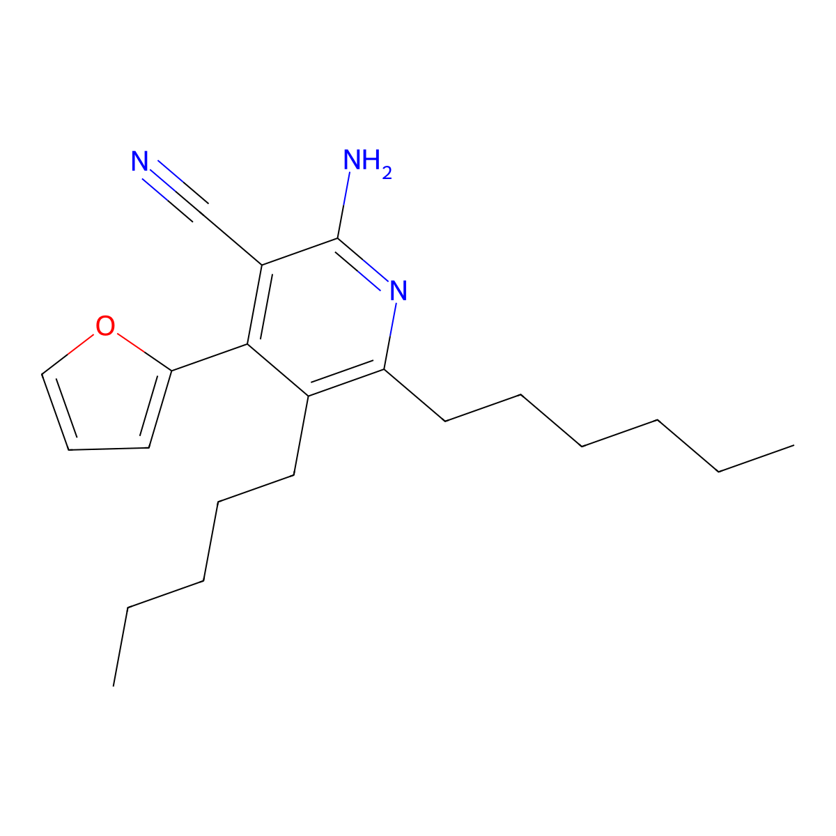 2-Amino-4-(2-furyl)-6-hexyl-5-pentylnicotinonitrile molecular structure, CAS 337474-49-4