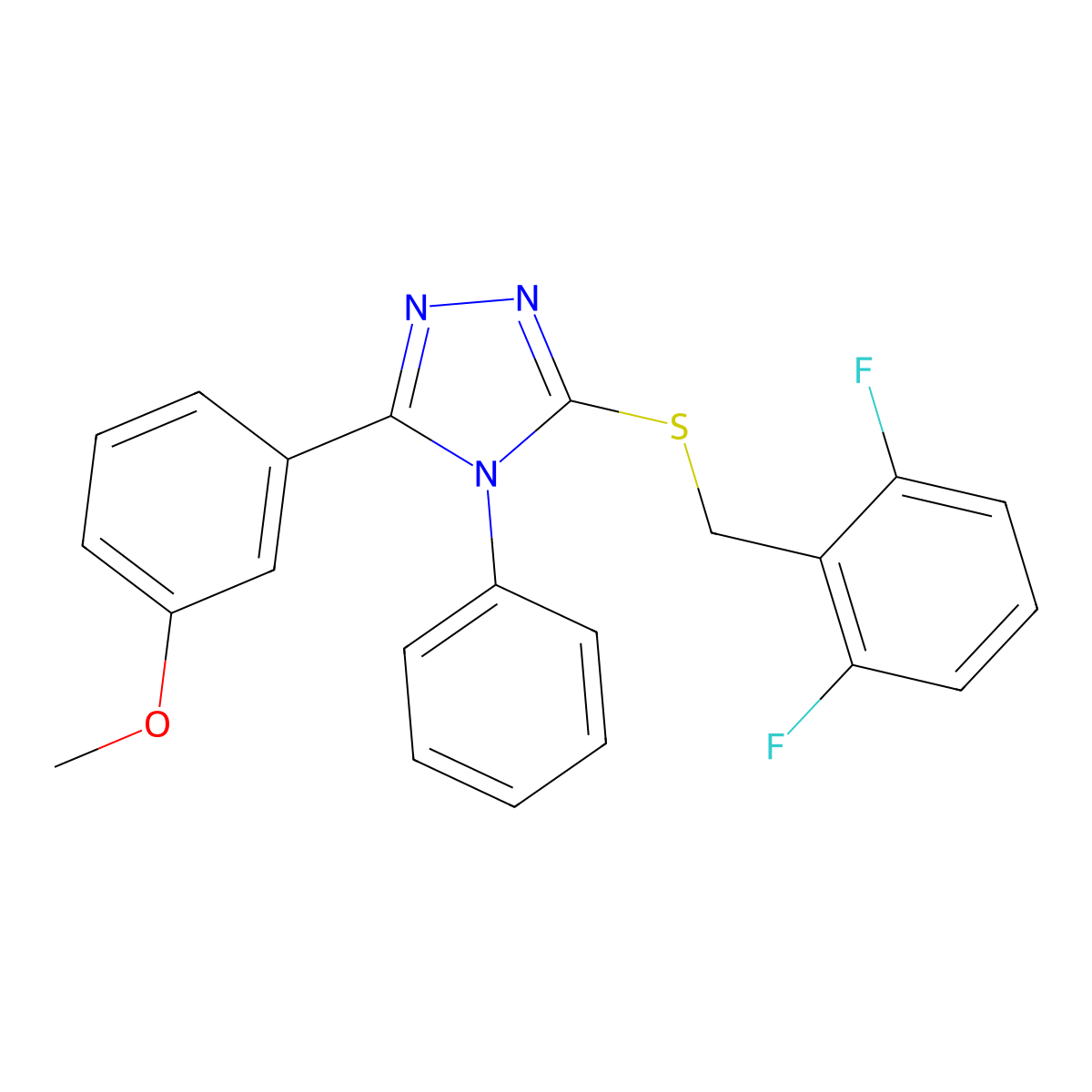 3-[(2,6-difluorobenzyl)sulfanyl]-5-(3-methoxyphenyl)-4-phenyl-4H-1,2,4-triazole molecular structure, CAS 337475-71-5