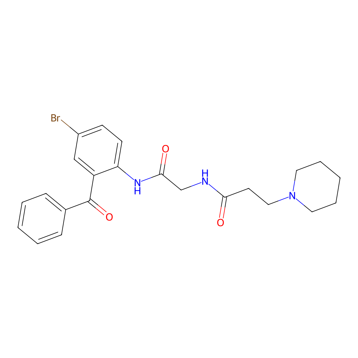 N-[(2-Benzoyl-4-bromo-phenylcarbamoyl)-methyl]-3-piperidin-1-yl-propionamide molecular structure, CAS 337481-98-8