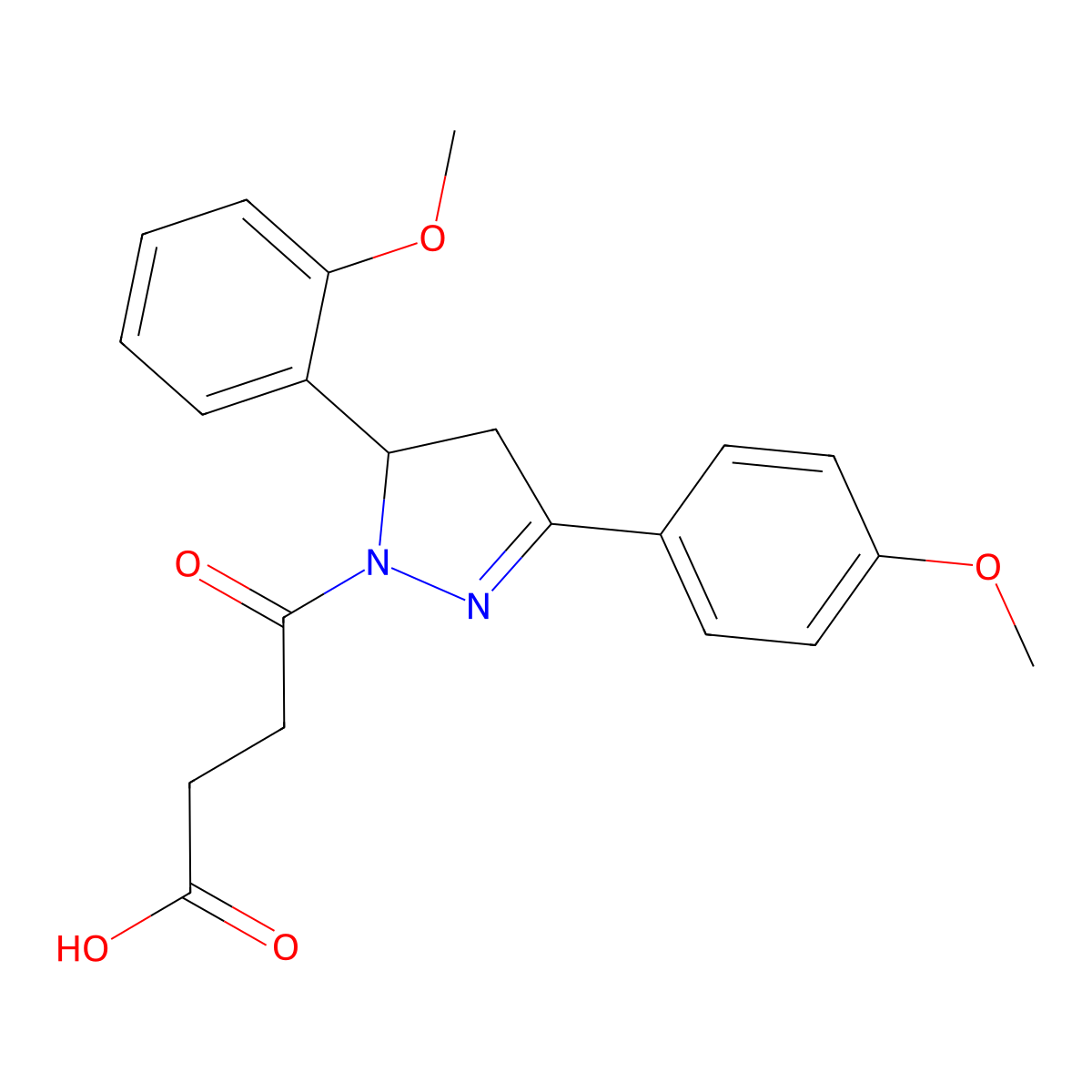 4-[5-(2-methoxyphenyl)-3-(4-methoxyphenyl)-4,5-dihydro-1H-pyrazol-1-yl]-4-oxobutanoic acid molecular structure, CAS 337482-91-4