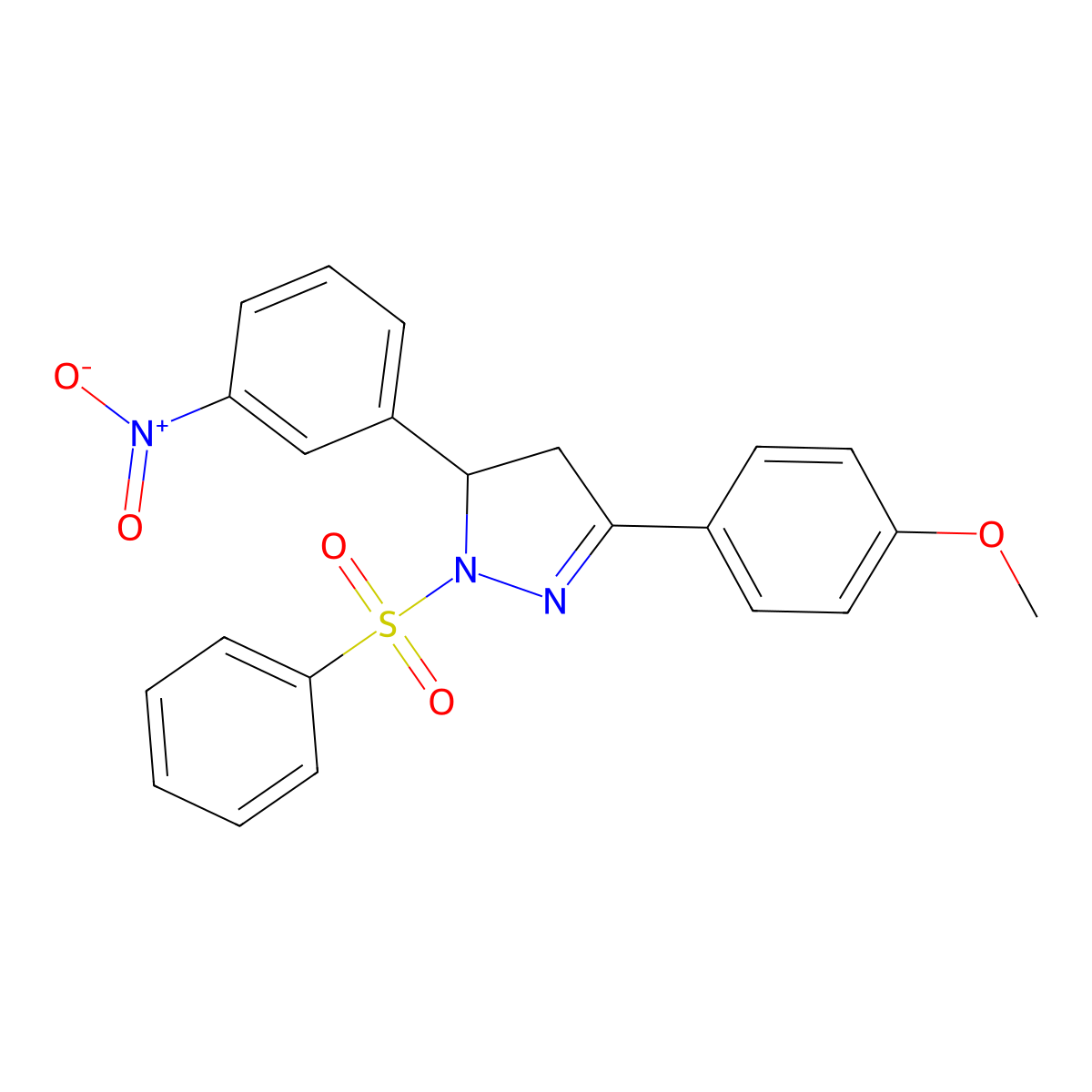 3-(4-methoxyphenyl)-5-(3-nitrophenyl)-1-(phenylsulfonyl)-4,5-dihydro-1H-pyrazole molecular structure, CAS 337482-95-8