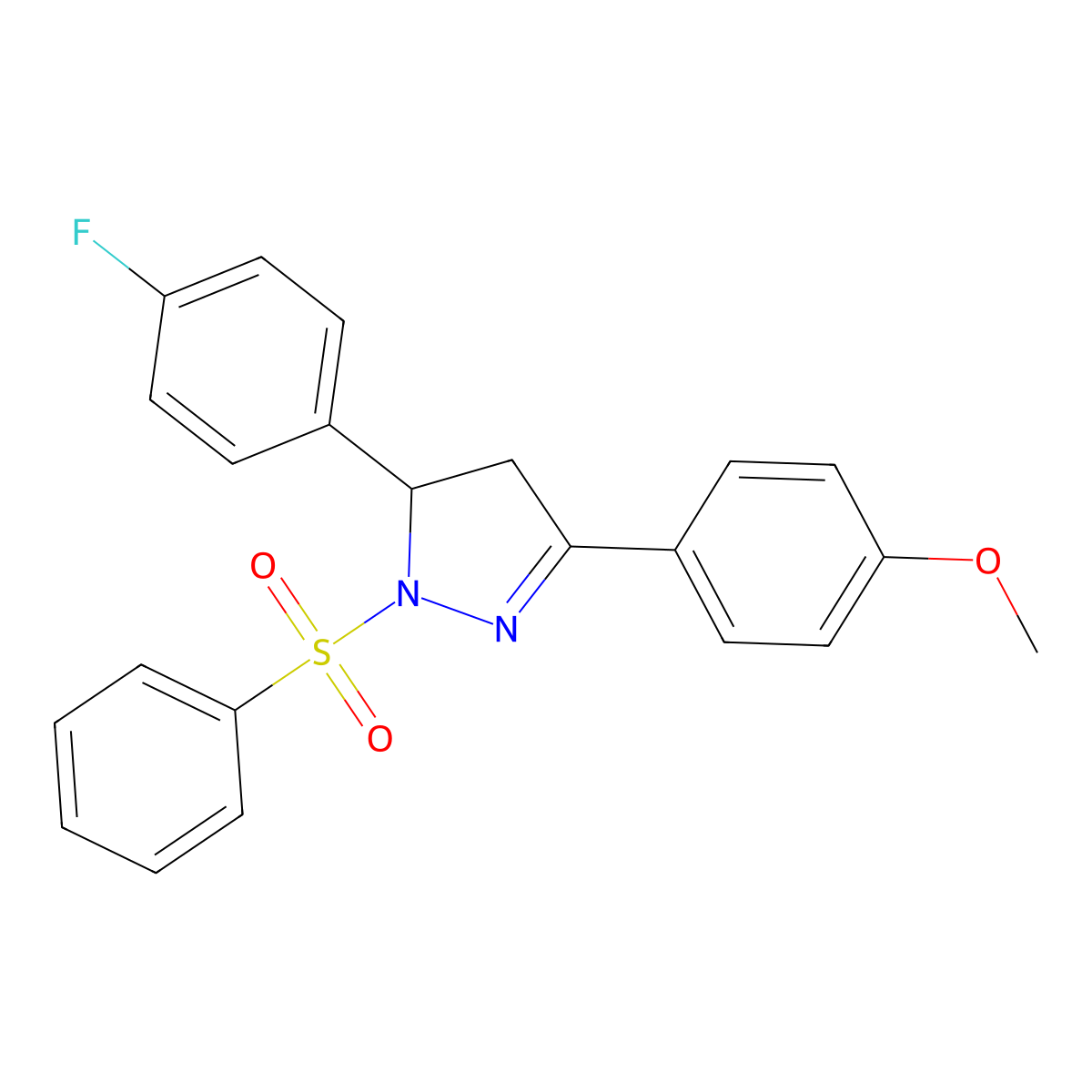 5-(4-fluorophenyl)-3-(4-methoxyphenyl)-1-(phenylsulfonyl)-4,5-dihydro-1H-pyrazole molecular structure, CAS 337482-97-0