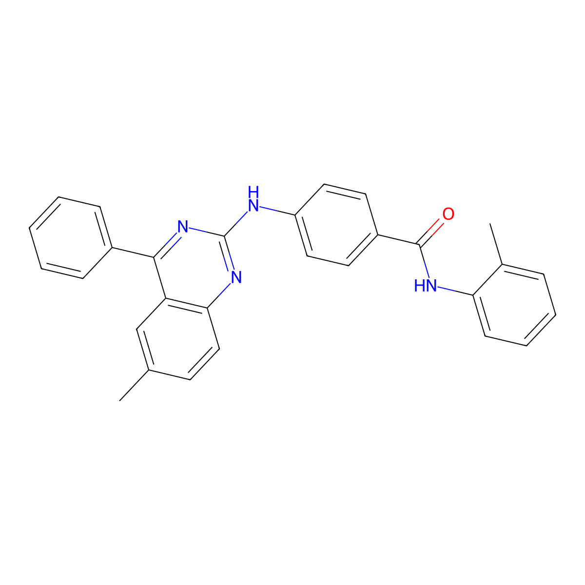 4-((6-methyl-4-phenylquinazolin-2-yl)amino)-N-(o-tolyl)benzamide molecular structure, CAS 337483-23-5