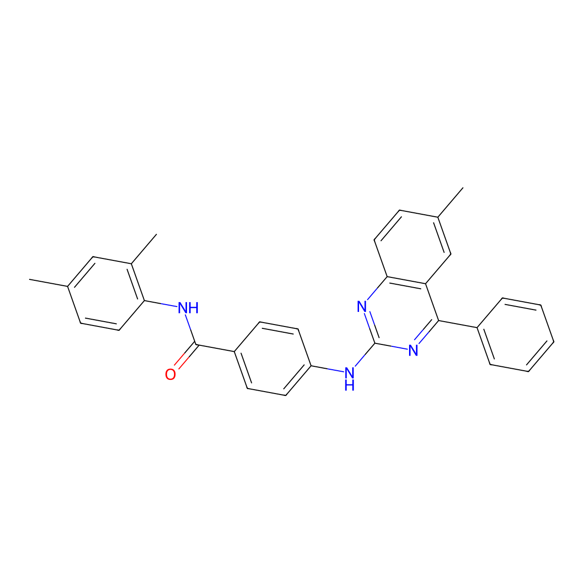 N-(2,4-dimethylphenyl)-4-[(6-methyl-4-phenylquinazolin-2-yl)amino]benzamide molecular structure, CAS 337483-25-7