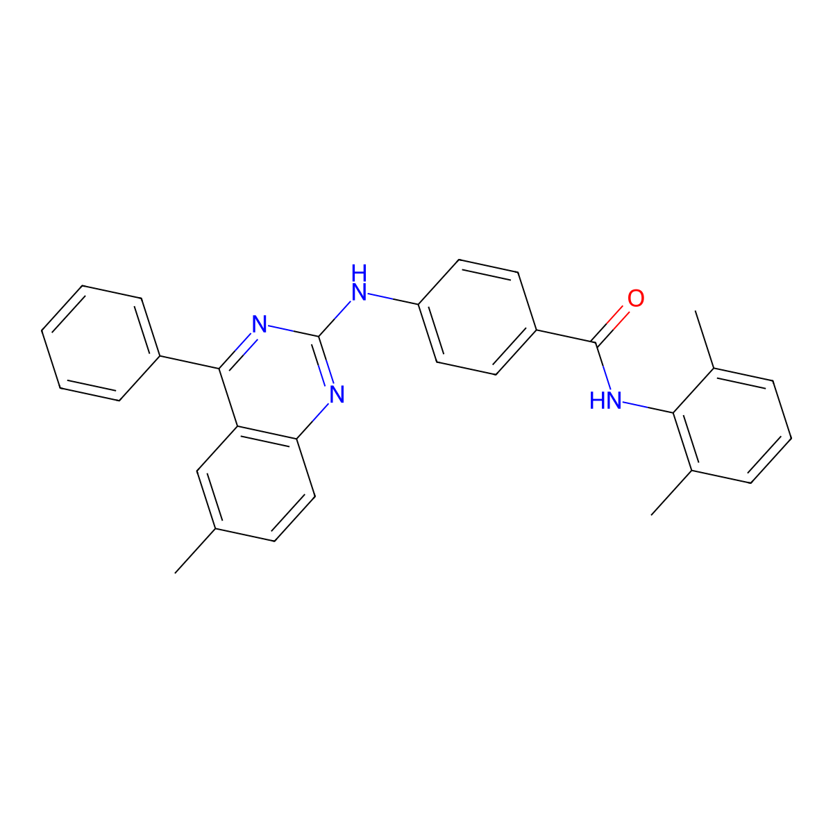 N-(2,6-dimethylphenyl)-4-[(6-methyl-4-phenylquinazolin-2-yl)amino]benzamide molecular structure, CAS 337483-27-9
