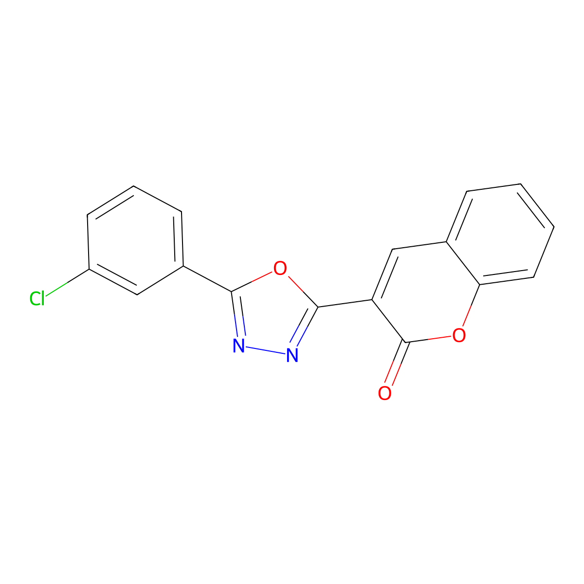 3-[5-(3-Chlorophenyl)-1,3,4-oxadiazol-2-yl]chromen-2-one molecular structure, CAS 337483-63-3