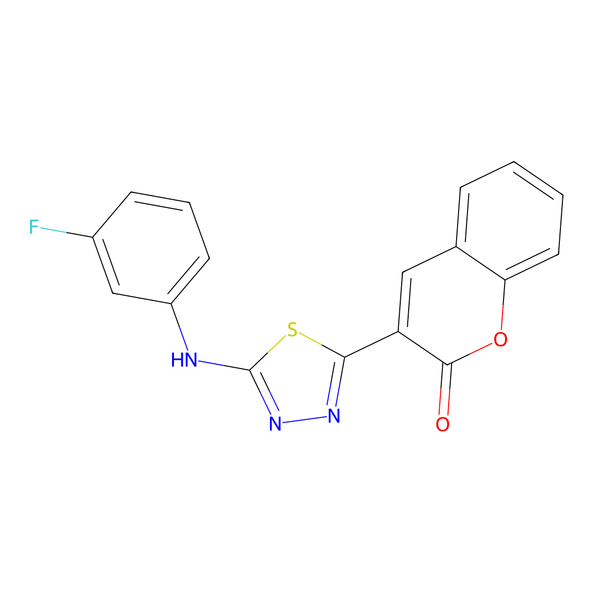 3-{5-[(3-fluorophenyl)amino]-1,3,4-thiadiazol-2-yl}-2H-chromen-2-one molecular structure, CAS 337484-15-8