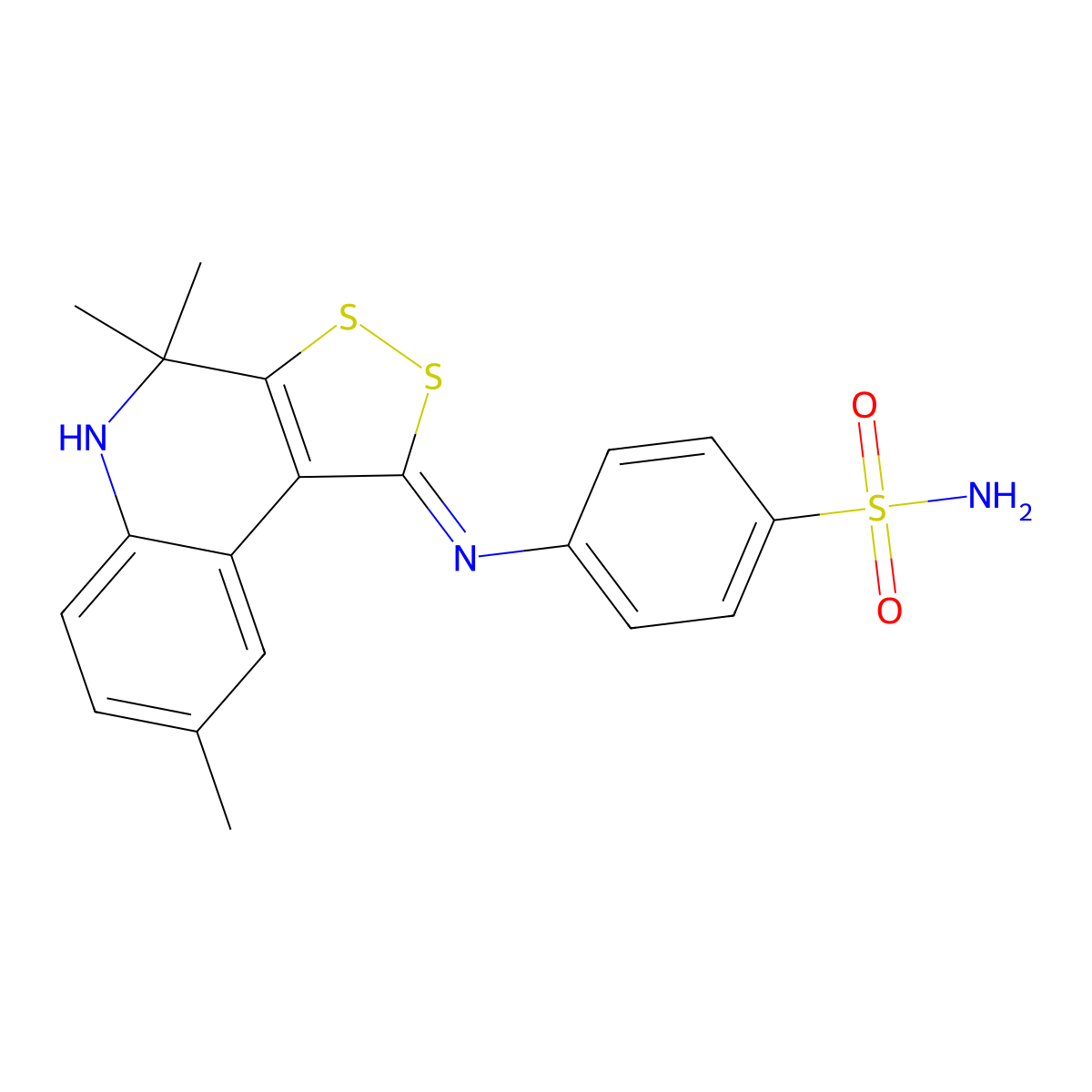 4-{[(1E)-4,4,8-trimethyl-4,5-dihydro-1H-[1,2]dithiolo[3,4-c]quinolin-1-ylidene]amino}benzenesulfonamide molecular structure, CAS 337484-32-9