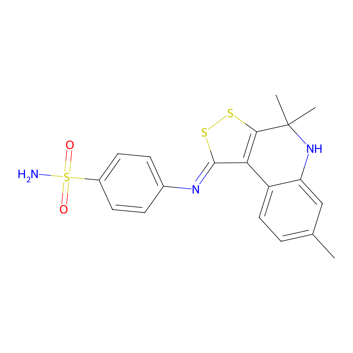 4-{[(1Z)-4,4,7-trimethyl-4,5-dihydro-1H-[1,2]dithiolo[3,4-c]quinolin-1-ylidene]amino}benzenesulfonamide molecular structure, CAS 337484-34-1