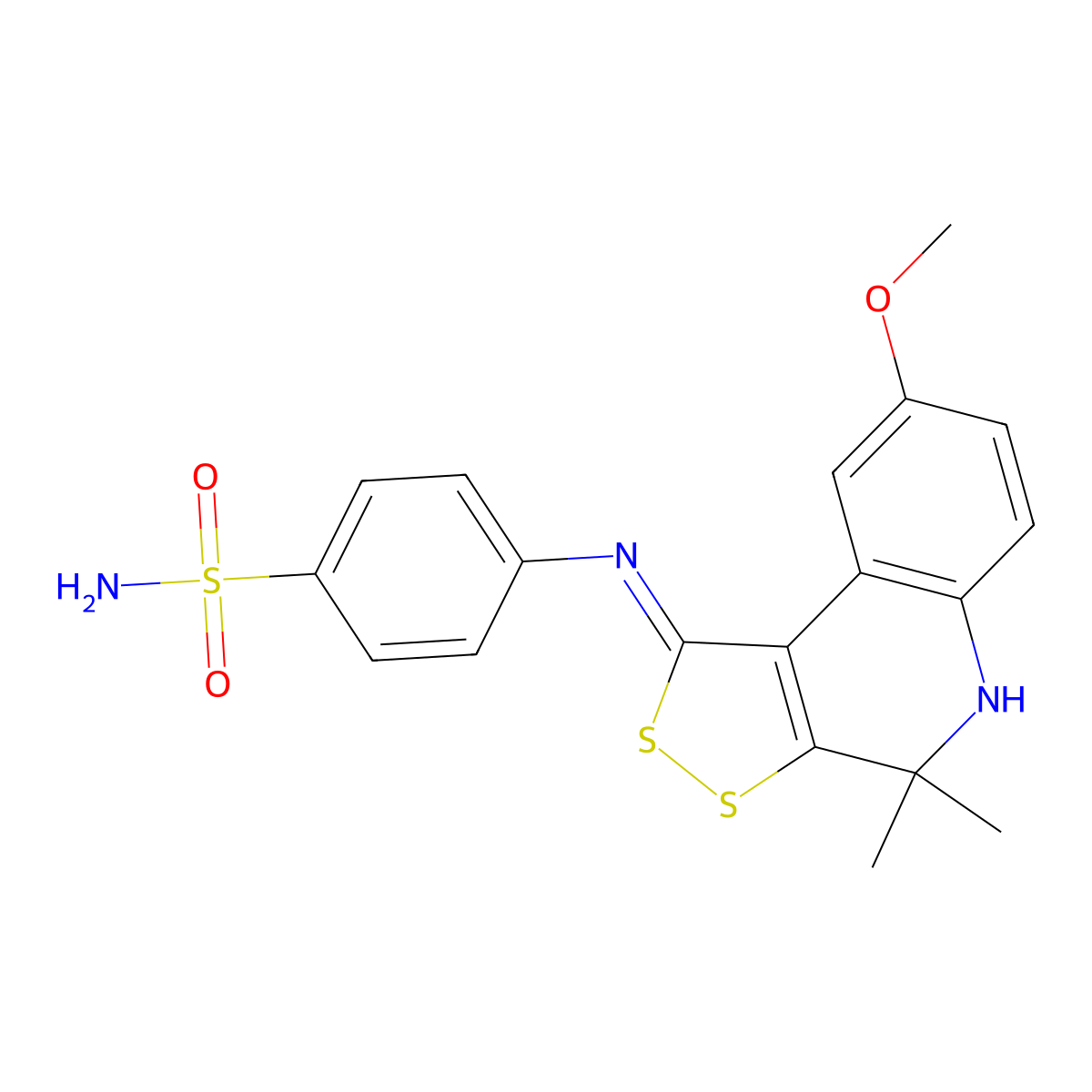 4-{[(1Z)-8-methoxy-4,4-dimethyl-4,5-dihydro-1H-[1,2]dithiolo[3,4-c]quinolin-1-ylidene]amino}benzenesulfonamide molecular structure, CAS 337484-36-3