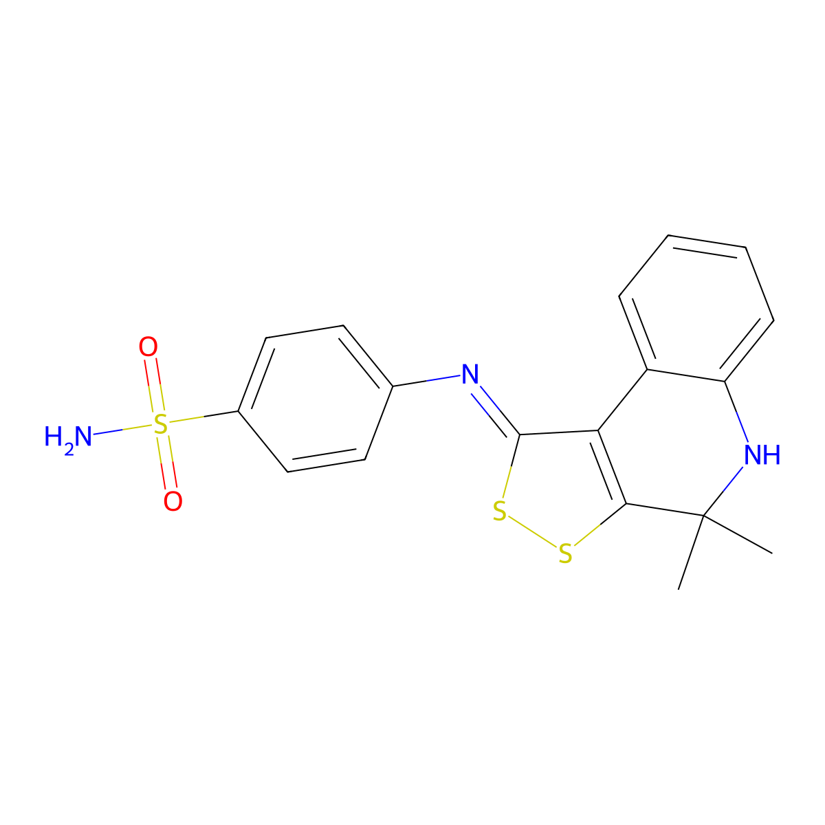4-{[(1Z)-4,4-dimethyl-4,5-dihydro-1H-[1,2]dithiolo[3,4-c]quinolin-1-ylidene]amino}benzenesulfonamide molecular structure, CAS 337484-38-5